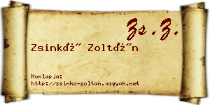 Zsinkó Zoltán névjegykártya